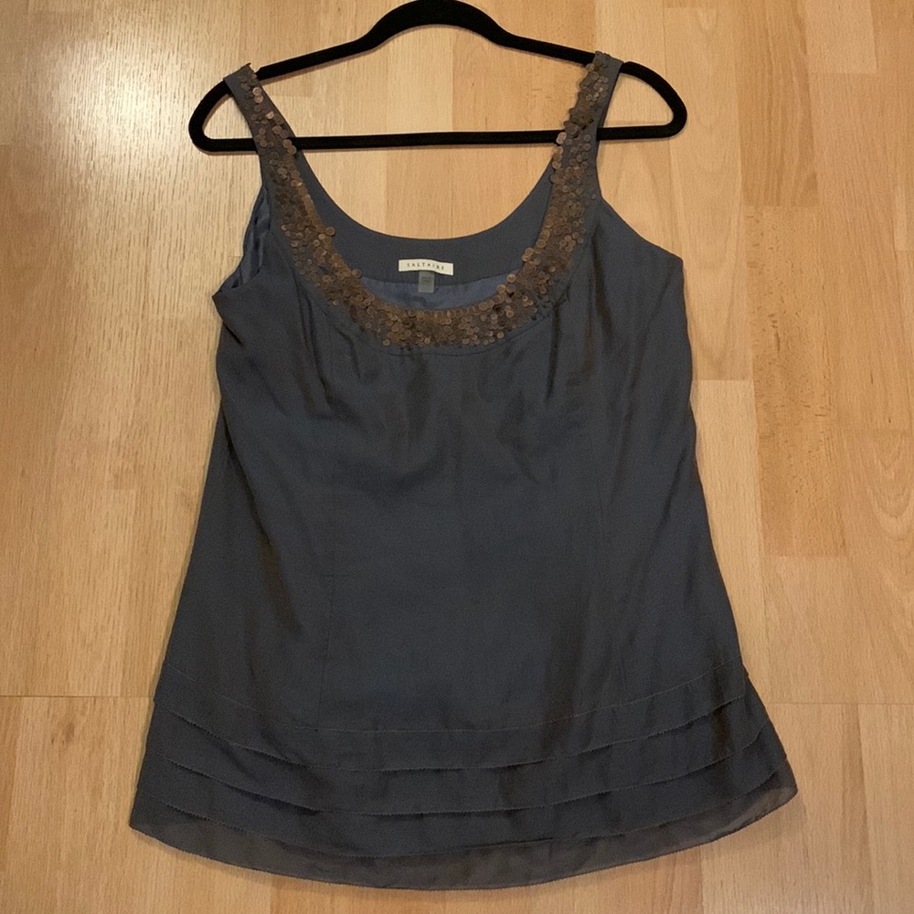 Iridescent Blue/Copper Saltaire Dress Top with Copper Paillettes